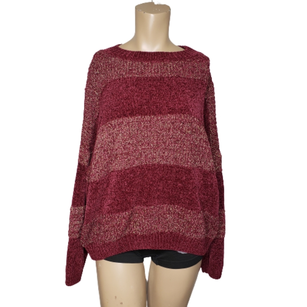 Pinklicious Chenille Sweater Burgundy with gold Size S